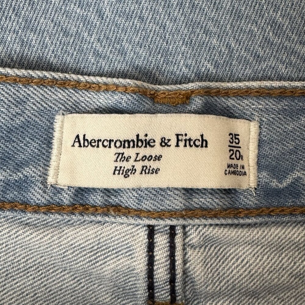 Abercrombie Fitch The Loose Jeans Women 35/20R High Rise Distressed Light Wash - Picture 3 of 12